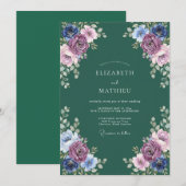 Amethyst bosblad eucalyptus bruiloft kaart (Voorkant / Achterkant)