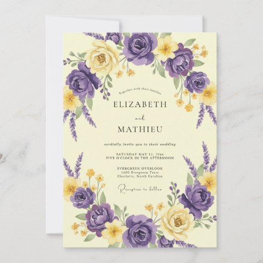 Amethyst Boter Bloemblad Bruiloft Kaart (Voorkant)