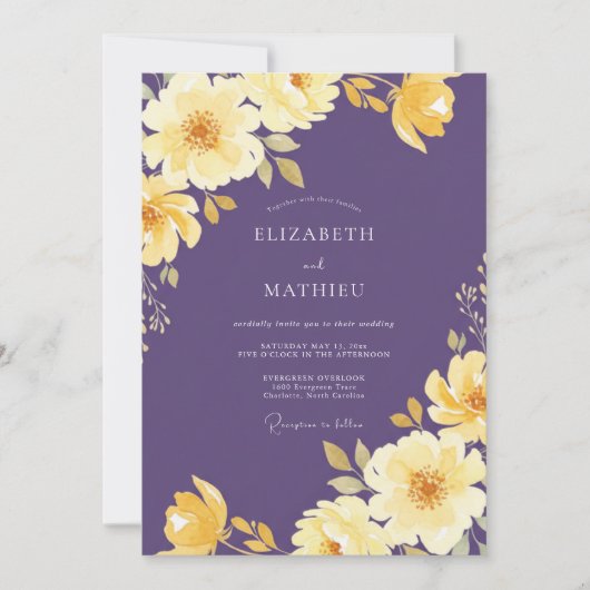 Amethyst Boter Waterverf Bruiloft Kaart (Voorkant)