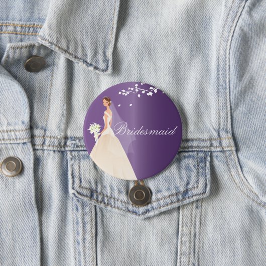 Amethyst Bride Bridesmaid Bridal Party Button (In situ)