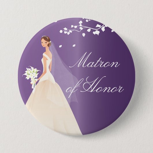 Amethyst Bride Matron Honor Bridal Party Button (Voorkant)