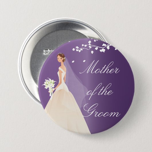 Amethyst Bride MOG Bridal Party Button (Voorkant /achterkant)