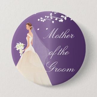 Amethyst Bride MOG Bridal Party Button