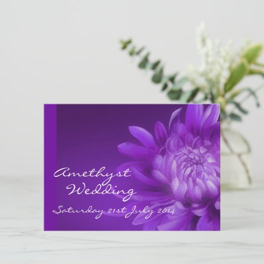 Amethyst bruiloft uitnodiging 6e (Staand voorkant)