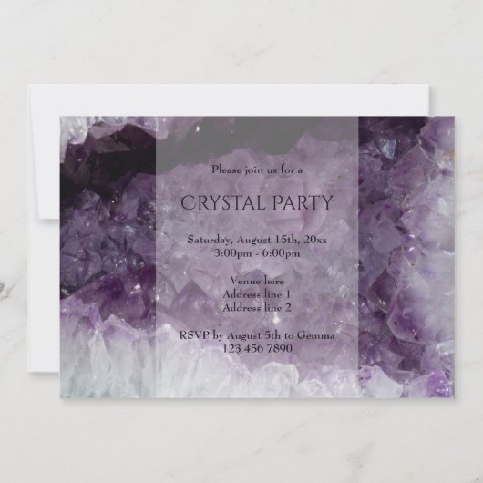 Amethyst Cave Crystal Party Kaart (Achterkant)