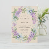 Amethyst Champagne Krans Bruiloft Kaart (Staand voorkant)