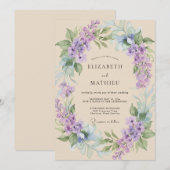 Amethyst Champagne Krans Bruiloft Kaart (Voorkant / Achterkant)