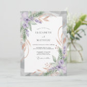 Amethyst Champagned blad Bruiloft Kaart (Staand voorkant)