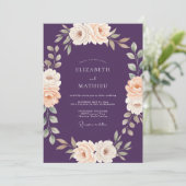 Amethyst Champagner Ranunculus Eucalyptus Bruiloft Kaart (Staand voorkant)