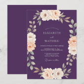 Amethyst Champagner Ranunculus Eucalyptus Bruiloft Kaart (Voorkant / Achterkant)