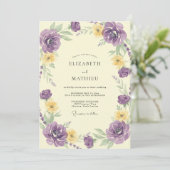 Amethyst Citroen Ranunculus Eucalyptus Bruiloft Kaart (Staand voorkant)