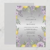 Amethyst Citroen Wilde Bloemen Bruiloft Kaart (Voorkant / Achterkant)