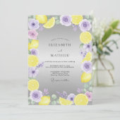 Amethyst Citroenfruit Eucalyptus Bruiloft Kaart (Staand voorkant)