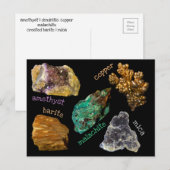 Amethyst Copper Malachite Barite Mica Minerals db2 Briefkaart (Voorkant / Achterkant)