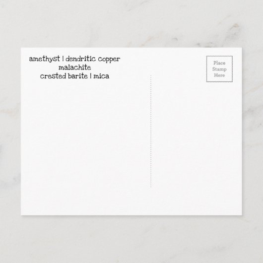 Amethyst Copper Malachite Barite Mica Minerals db2 Briefkaart (Achterkant)