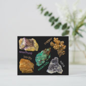 Amethyst Copper Malachite Barite Mica Minerals db2 Briefkaart (Staand voorkant)