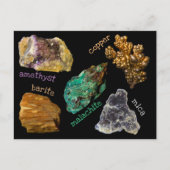 Amethyst Copper Malachite Barite Mica Minerals db2 Briefkaart (Voorkant)