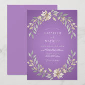 Amethyst Crème Bloesem Bruiloft Kaart (Voorkant / Achterkant)