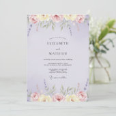 Amethyst Crème Wilde Bloemen Bruiloft Kaart (Staand voorkant)