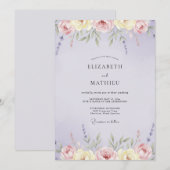 Amethyst Crème Wilde Bloemen Bruiloft Kaart (Voorkant / Achterkant)