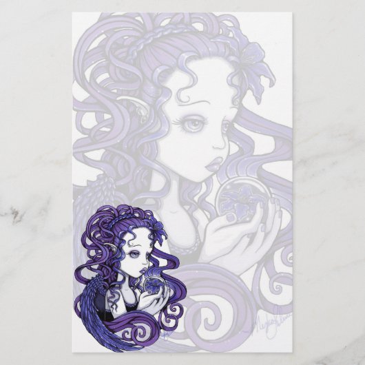 "Amethyst" Crystal Ball Angel Art Stationery Briefpapier (Voorkant)