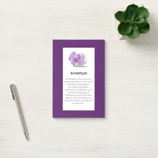 Amethyst Crystal Betekenis Sieraden Display Kaart Post-it® Notes (Kantoor)