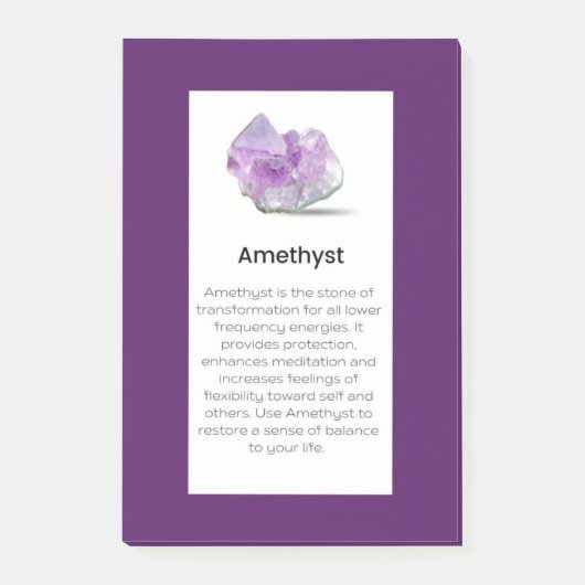 Amethyst Crystal Betekenis Sieraden Display Kaart Post-it® Notes (Voorkant)