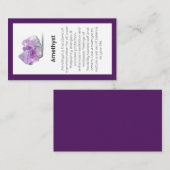Amethyst Crystal Betekenis Sieraden Display Kaart Visitekaartje (Voorkant / Achterkant)