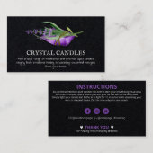Amethyst Crystal Candle Inention Spell Business C Visitekaartje (Voorkant / Achterkant)