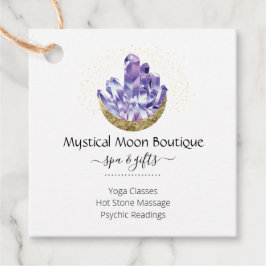 Amethyst Crystal Cluster Gold Crescent Moon Mystic Bedankjes Labels
