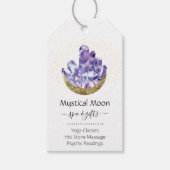 Amethyst Crystal Cluster Gold Crescent Moon Mystic Cadeaulabel (Voorkant)
