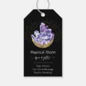 Amethyst Crystal Cluster Gold Crescent Moon Mystic Cadeaulabel (Voorkant)