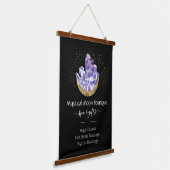 Amethyst Crystal Cluster Gold Crescent Moon Mystic Hangend Wandkleed (Gebogen)