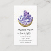 Amethyst Crystal Cluster Gold Crescent Moon Mystic Visitekaartje (Voorkant)