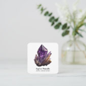 Amethyst Crystal Cluster Vierkante Visitekaartje (Staand voorkant)