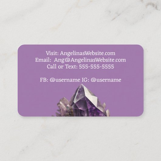 Amethyst Crystal Cluster Visitekaartje (Achterkant)