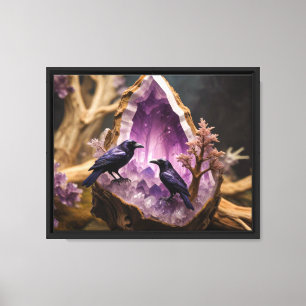 Amethyst Crystal - Crows Ravens Canvas Afdruk