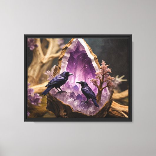 Amethyst Crystal - Crows Ravens Canvas Afdruk (Voorkant)