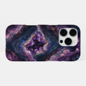 Amethyst Crystal Geode Druzy Faux 3D Stone iPhone Hoesje (Achterkant horizontaal)