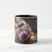Amethyst Crystal - Kraaien Blackbird Ravens Mok (Midden)