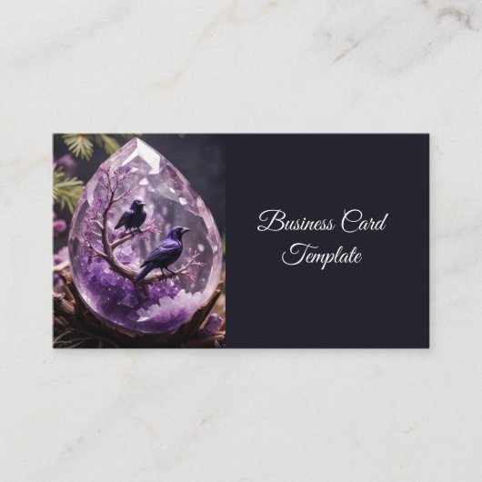 Amethyst Crystal - Kraaien Blackbird Ravens Visitekaartje (Voorkant)
