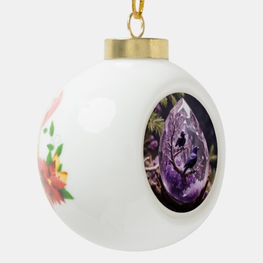 Amethyst Crystal - Kraaien Ravens Kerst Ornament (Links)