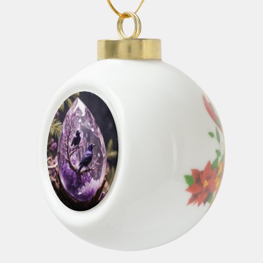 Amethyst Crystal - Kraaien Ravens Kerst Ornament (Rechts)