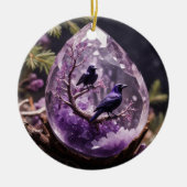 Amethyst Crystal - Kraaien Ravens Kerst Ornament (Voorkant)
