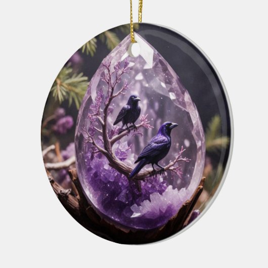 Amethyst Crystal - Kraaien Ravens Kerst Ornament (Links)