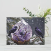 Amethyst Crystal - Kraaien Ravens Kerstmis Feestdagenkaart (Staand voorkant)