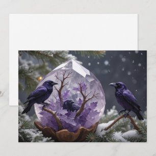 Amethyst Crystal - Kraaien Ravens Kerstmis Feestdagenkaart