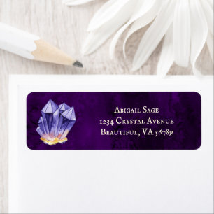Amethyst Crystal Paars- en Gold-adres Etiket