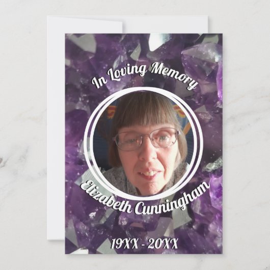 Amethyst Crystal Photo Memorial Programme Kaart (Voorkant)