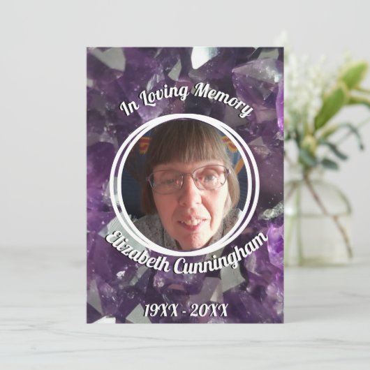 Amethyst Crystal Photo Memorial Programme Kaart (Staand voorkant)